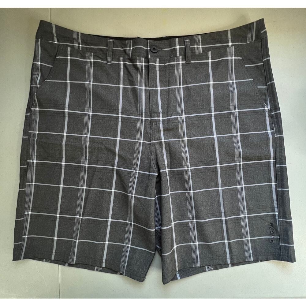 Elysian Hybrid Shorts Mens 40 Gray Plaid Flat Front Stretch Quick Dry Golf